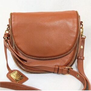Badgley Mischka leather tan crossbody messenger bag